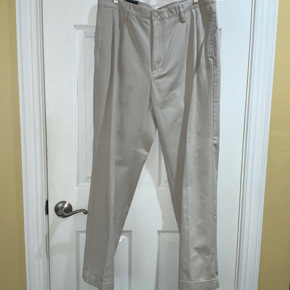 Nautica khaki pants Sz 34x 30 cuffed hem New - Picture 1 of 7